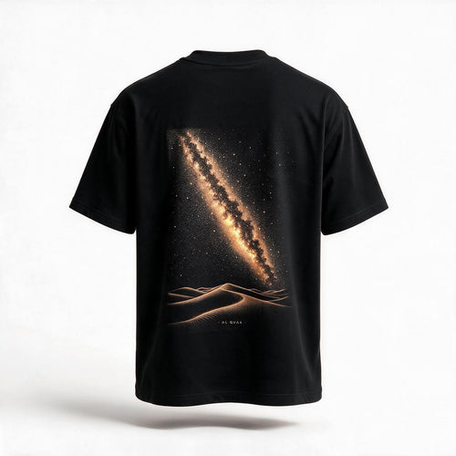 Al Quaa Galaxy Tee, regular fit, back — the Milky Way rising over Al Quaa